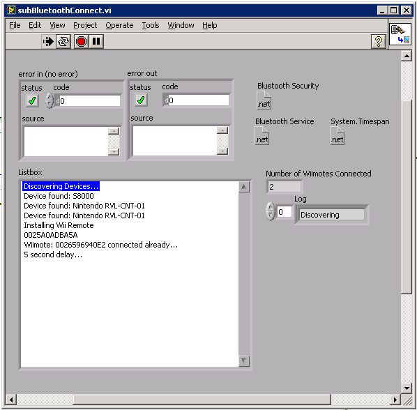 Pairing Wii Remote "Wiimote" (or any bluetooth device) programmatically  using a managed .net library in LabVIEW - NI Community