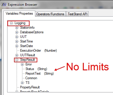 Screen-shot for missing Logging.StepResult.Limits