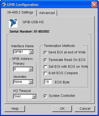 GPIB Config Settings