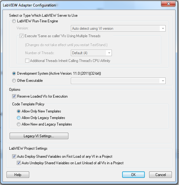 LabVIEW Adapter Configuration