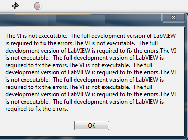 The vi is not executable The full dev ver of LabVIEW required to fix errs.png