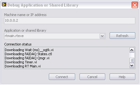 Debug Application dialog