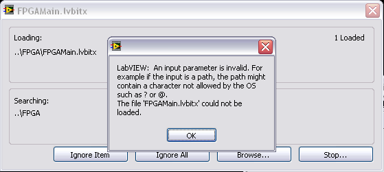 FPGAMain.lvbitx could not be loaded