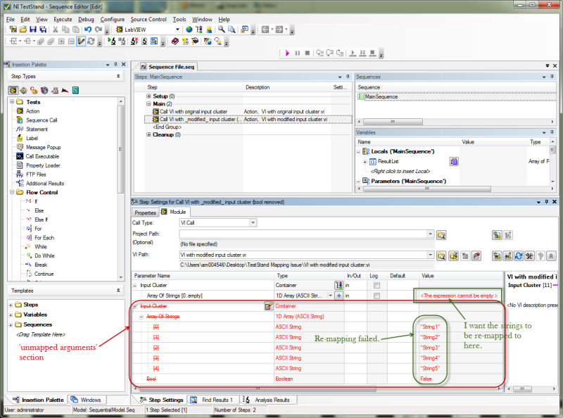 TestStand step calling VI with modified input cluster.png