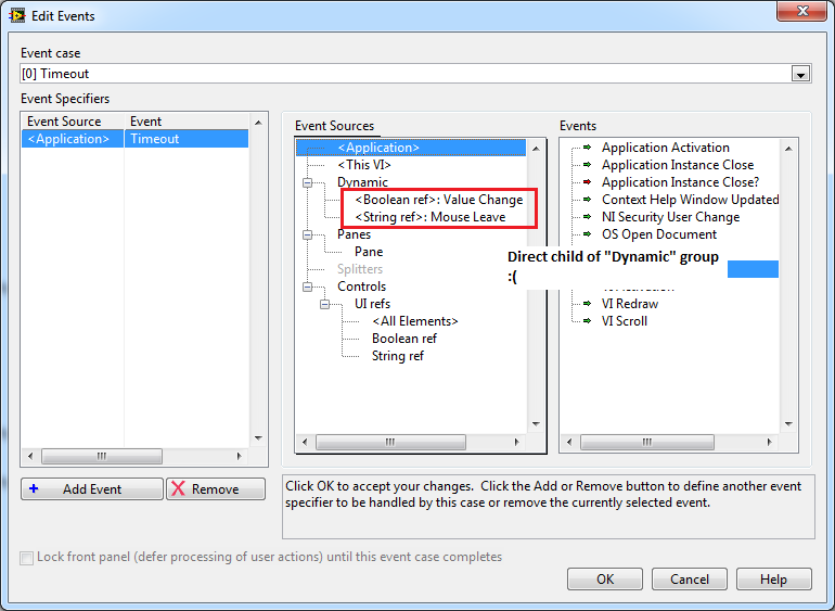 Front panel control ref events - Edit events