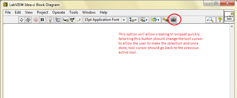 Provide option to create snippet on the tool bar