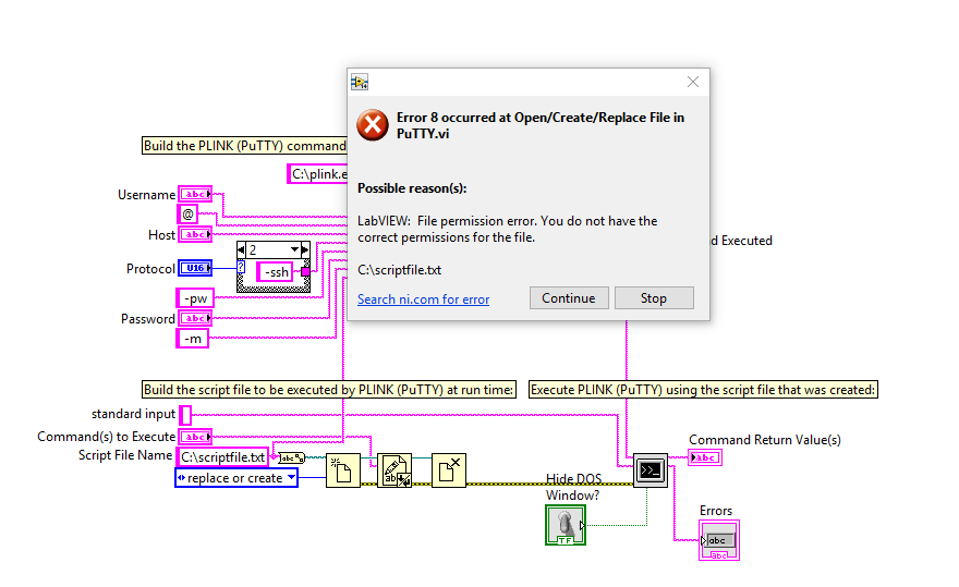 ejecutar Putty en labview con putty.vi NI Community