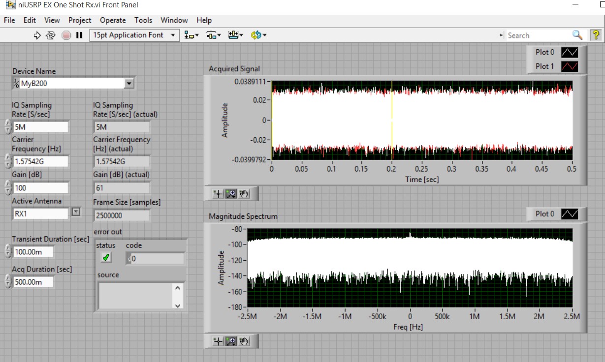 B200 on Rx One Shot.vi unmodified (CDB mode)