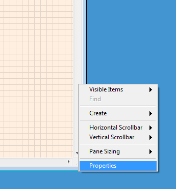 Pane Properties Menu