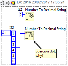 Solved: Conversion to decimal string from I32 - coercion dot in case of  array - NI Community