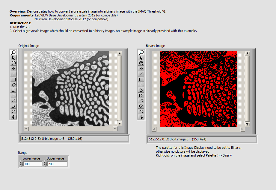 Convert Grayscale Image to Binary Image LV2012 NIVerified - Front Panel.png