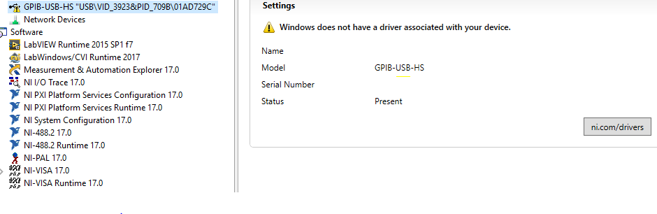 GPIB-USB-HS driver not working under Windows 10 - NI Community
