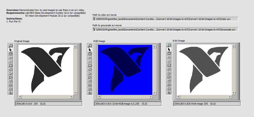 Use Images in avi Movie LV2012 NIVerified.vi - Front Panel.png