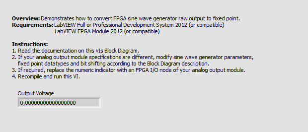 Convert Sine Wave Generator Raw Output to FXP LV2012 NIVerified.vi - Front Panel.png