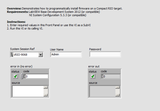 Install Firmware on cRIO LV2012 NIVerified.vi - Front Panel.png