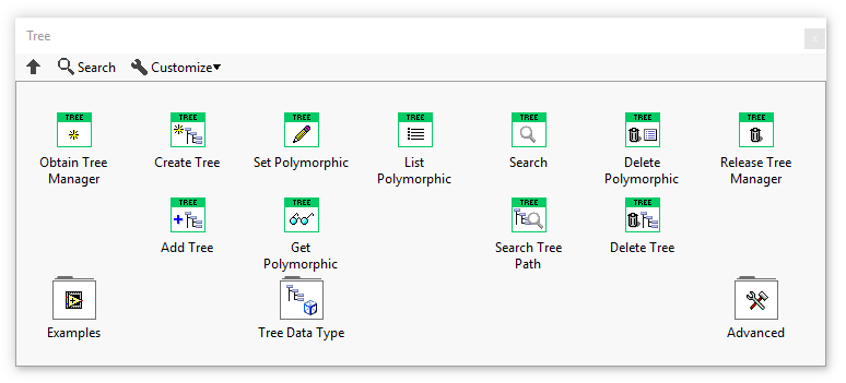 Tree API palette.