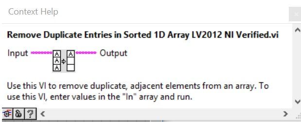 Remove Duplicate Entries in Sorted 1D Array LV2012 NI Verified  context help.jpg