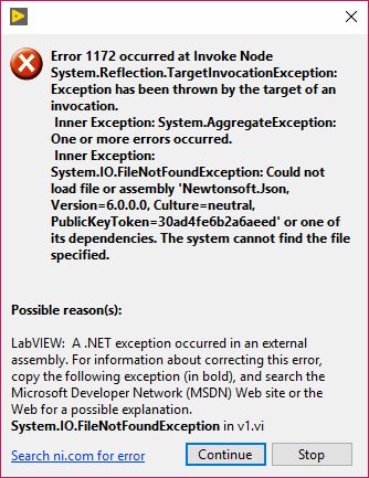 Labivew Error Message