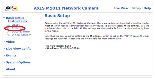 Axis ip hot sale camera setup