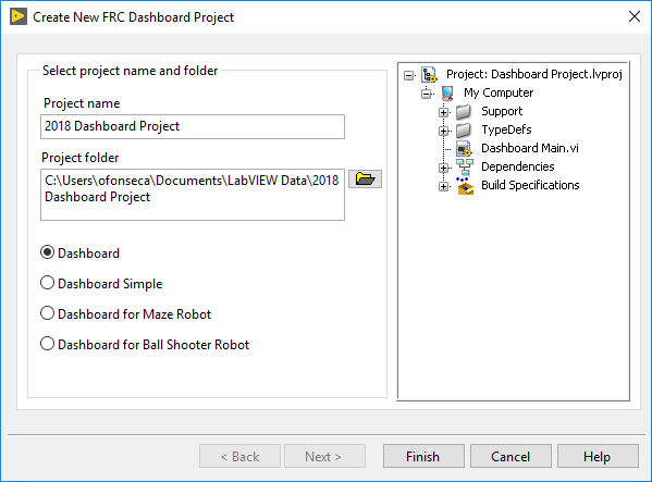 LabVIEW Screenshot showing the new project window