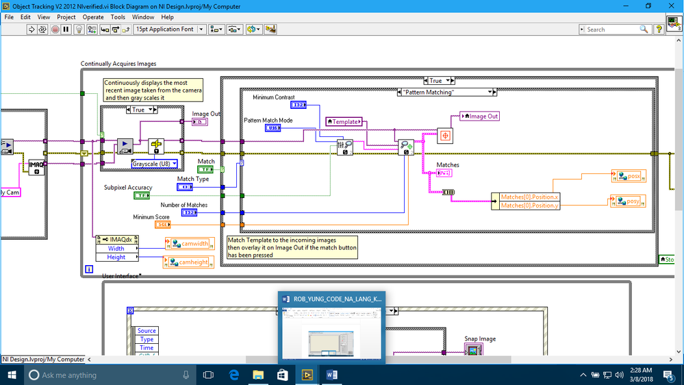 Figure 7. LabVIEW Camera Tracking Code