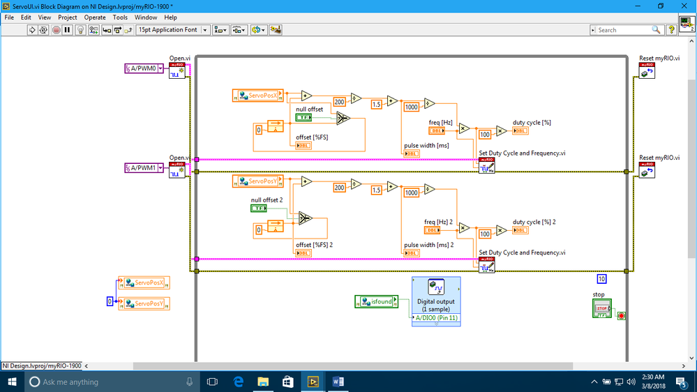 Figure 8. MyRIO Servo Output Code