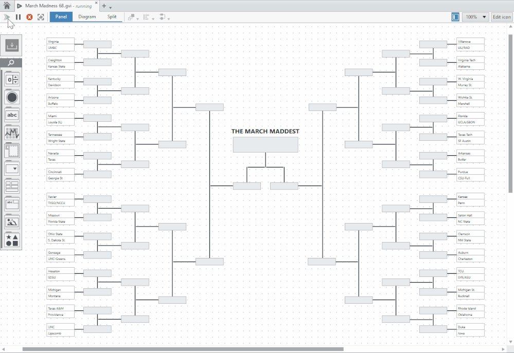 A sample run of the March Madness Simulator