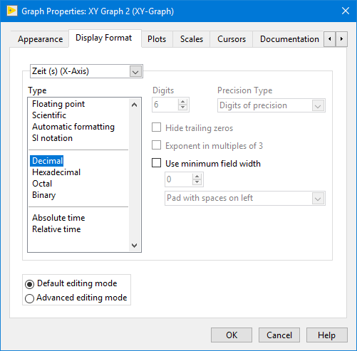 XY graph in 'program temcont.vi'