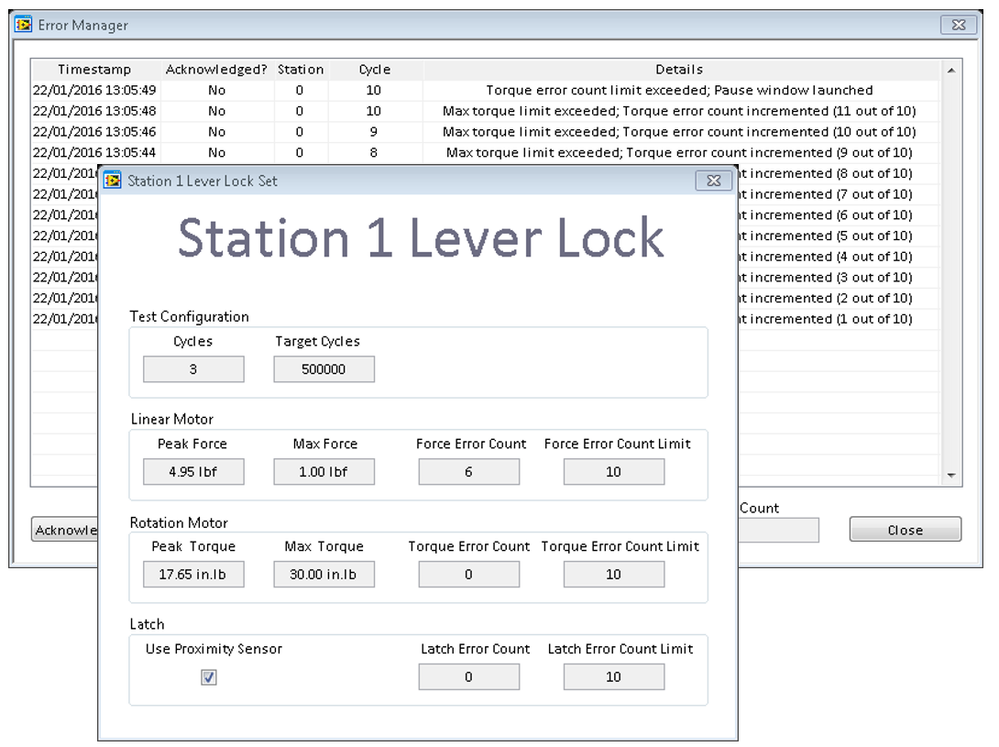 Figure 8 - Test Monitoring Interfaces – (from left: Test Reports, Status Window)