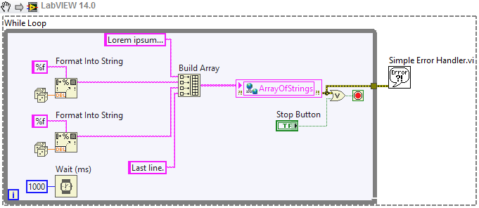 Building an array of strings