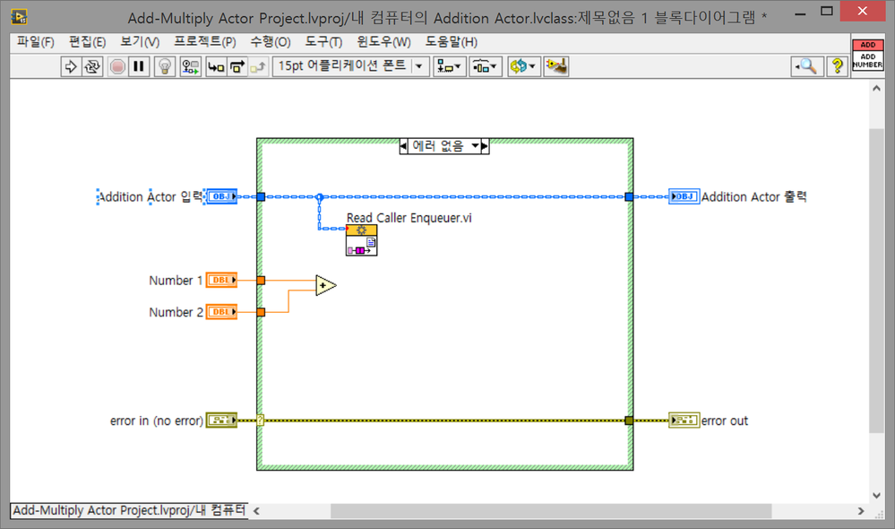 그림 4 Addition Actor:Add Number.vi 구현