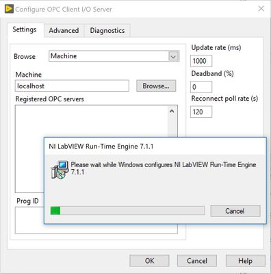 Configuration of Run-Time Engine 7.1.1 Hangs