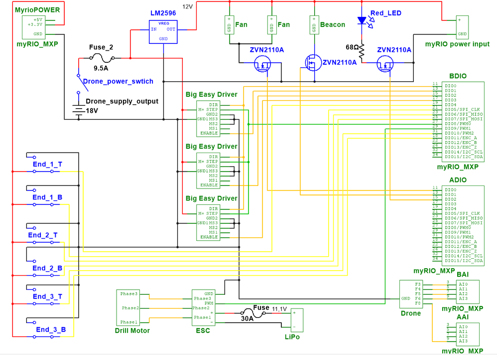 Schematic of the circuit made in NI MultiSim 14.1