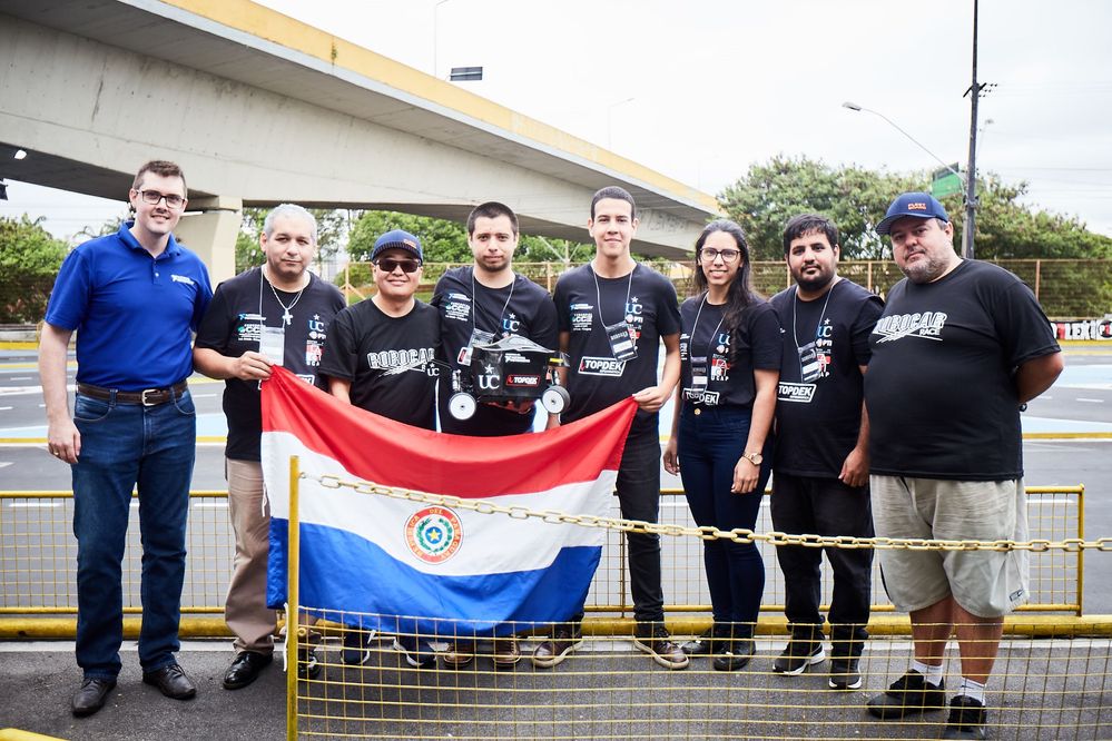 Members of the team with Robocar Race 2018 juices.