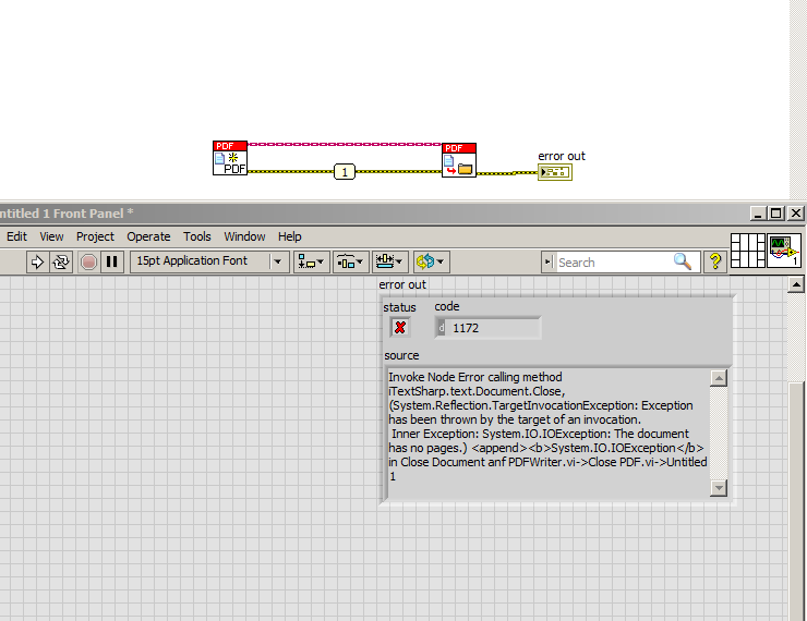 Error from Exaprom pdf close function