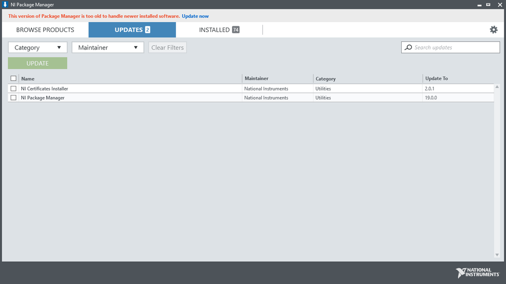 These are the only 2 updates I see on my platform. I use 64-bit NI LabVIEW.
