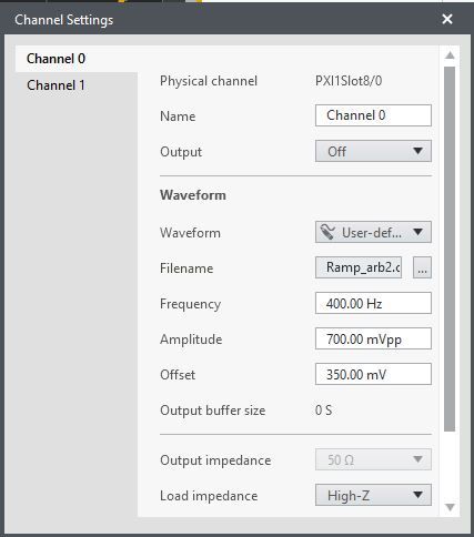 Options available in the Panel