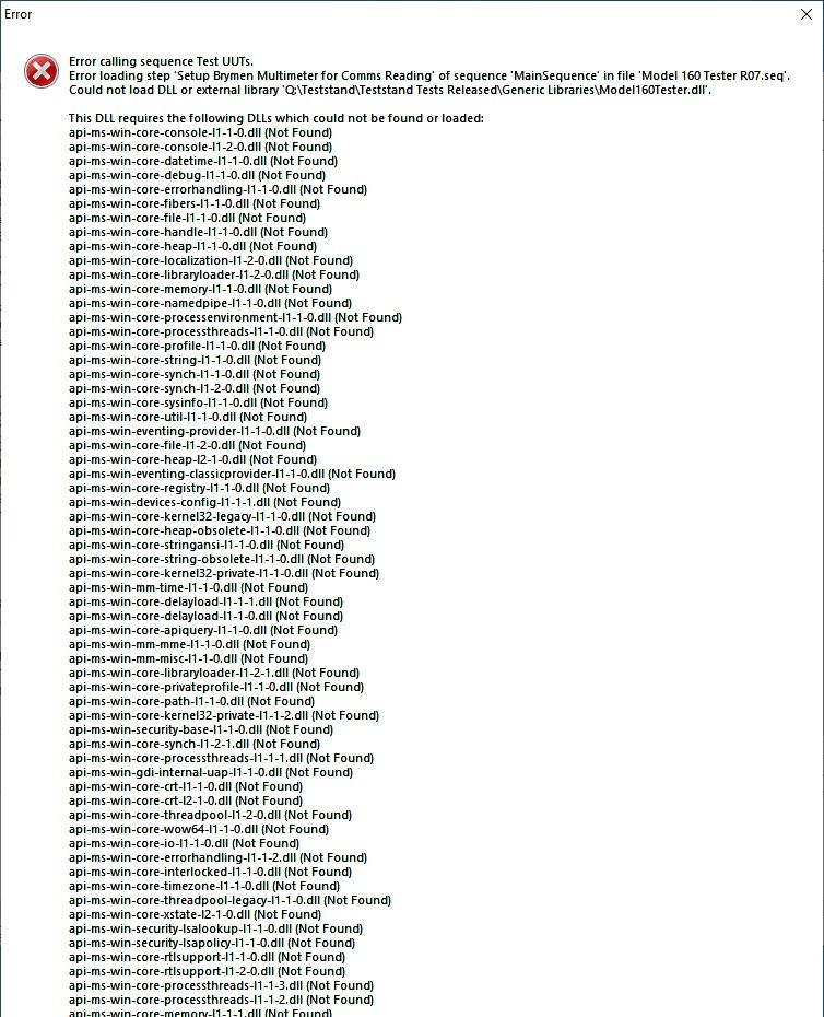 Drivers in Testand are missing windows API dlls under windows 10 - NI  Community