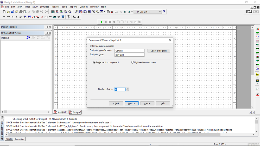 Selecting the Footprint type and Number of pin count.