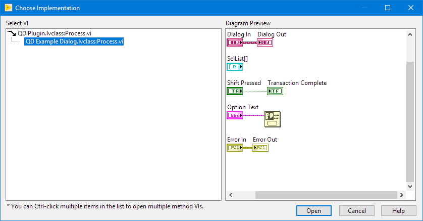 Example implementation of the Dialog command