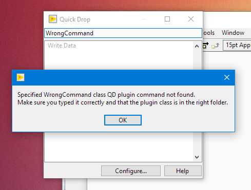 Wrong command specified