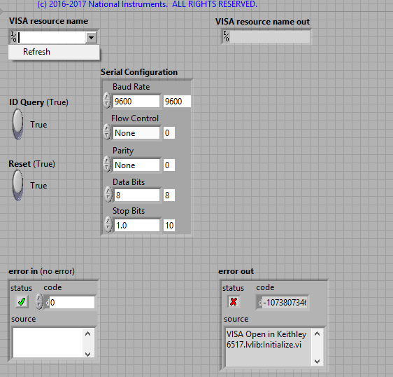 Here the VISA resource name is not showing anything.