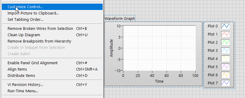 Select plot, choose Customize Control