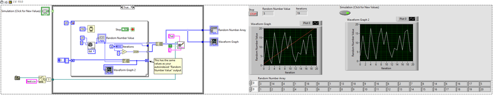 Graph 2 updates during the generation. The values can be found on the outgoing shift register terminal for storing.