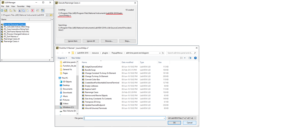 Rearrange Cases - Trying to open Execute Reannage Cases VI from the LLB Manager starts searchnig for _LaunchHelp VI in LabVIEW 2019 Folder.png