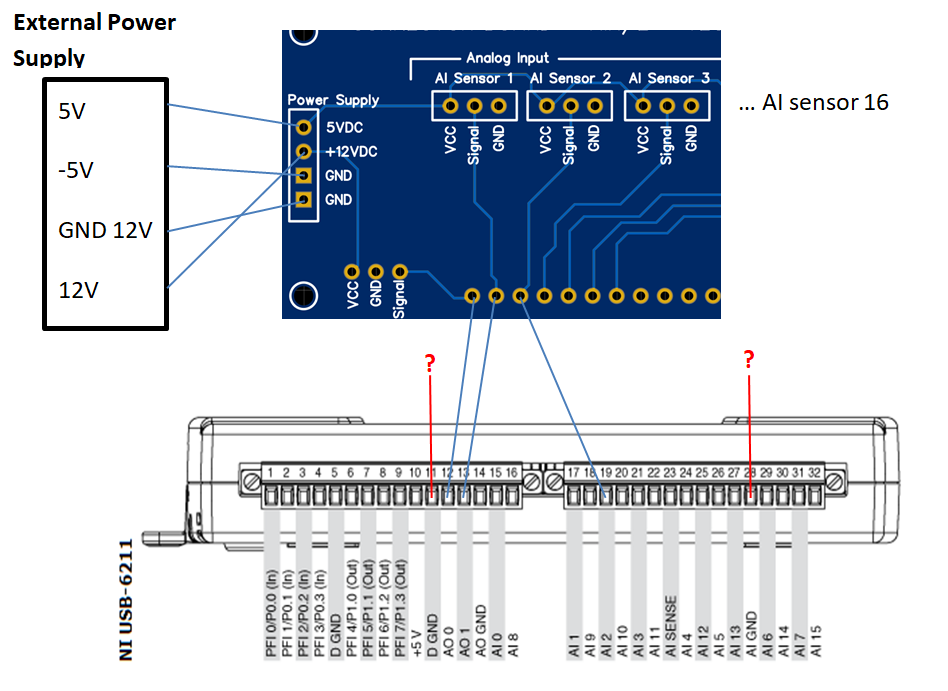 Note: the ground lines are on the bottom of the PCB and therefore not visible