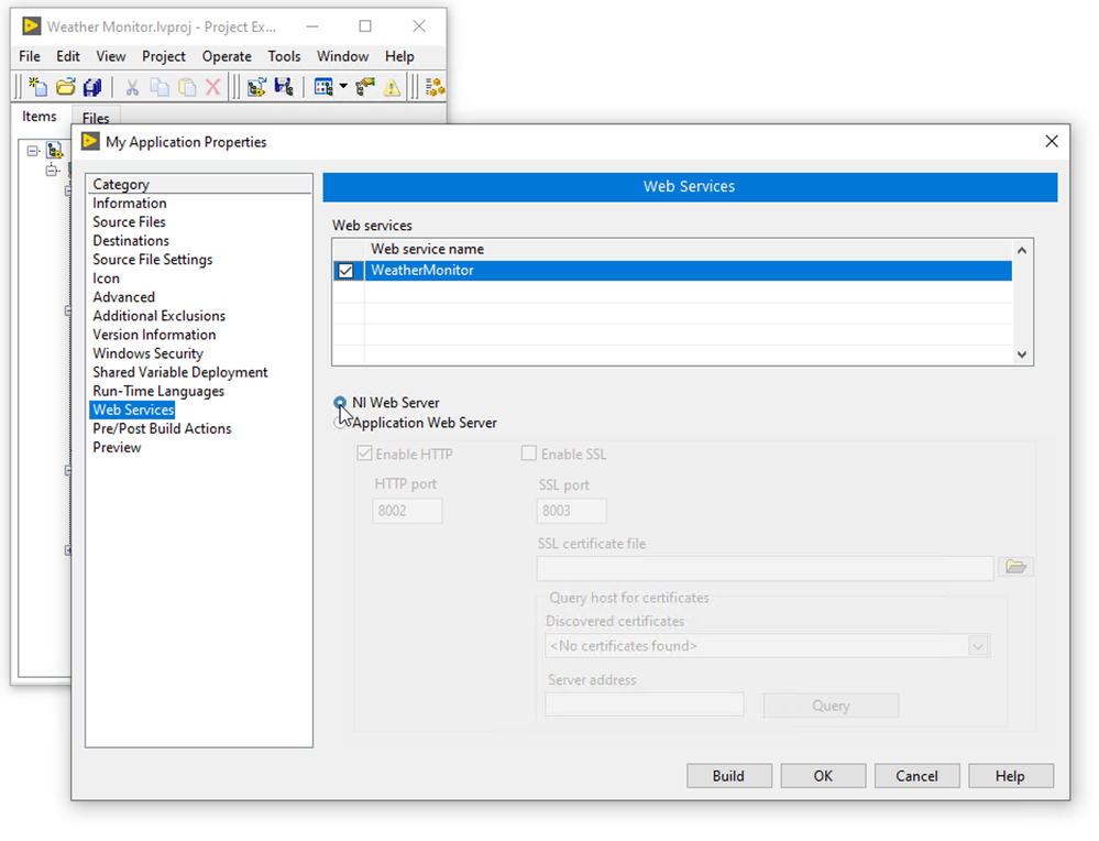 Deploy to the NI Web Server in LabVIEW 2020.