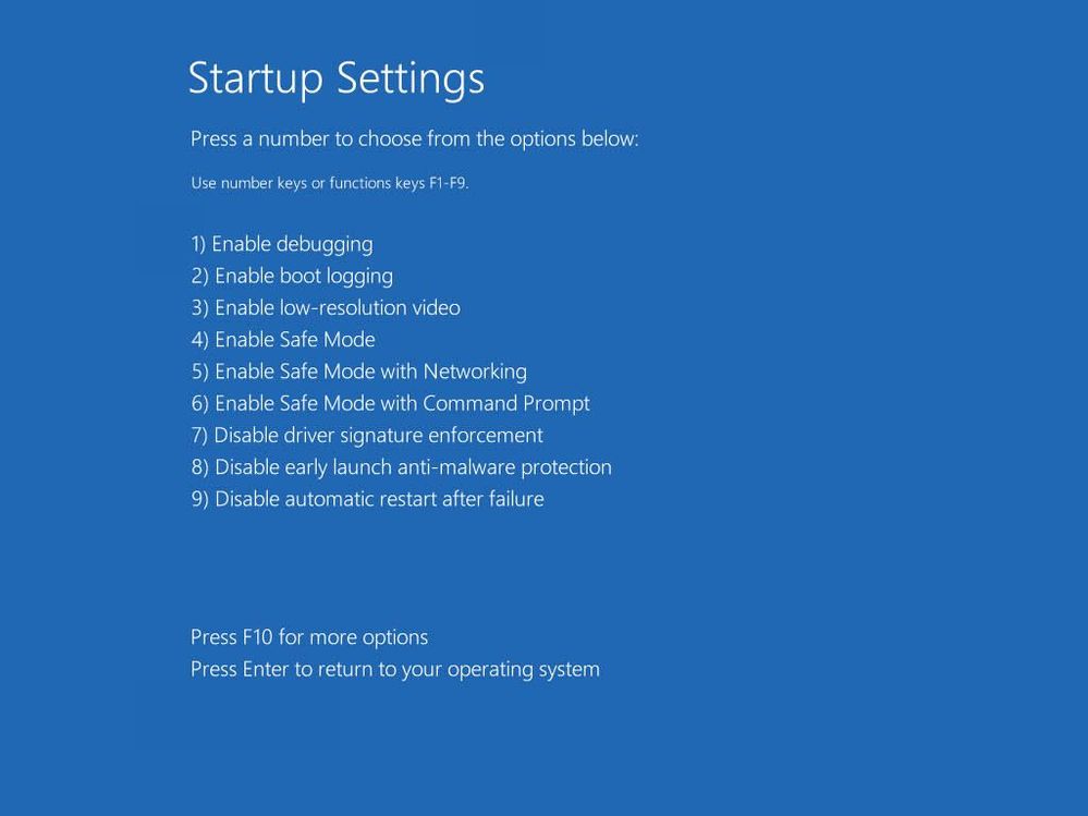 startup settings