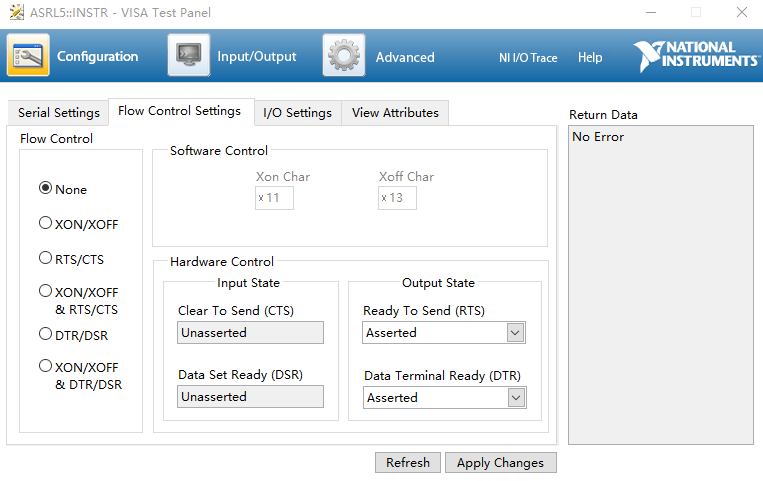 PC COM port's Hardware Control setting