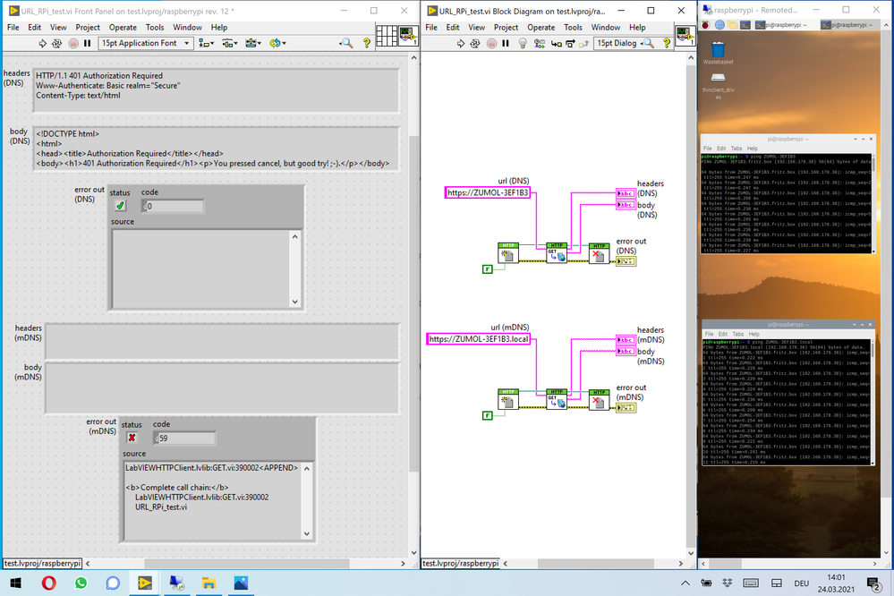 Screenshot (above: DNS works! below: mDNS doesn't work!)